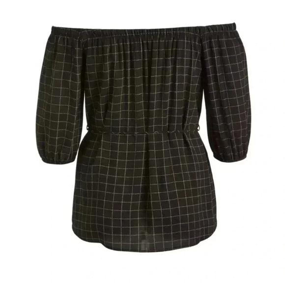 🆕Lilian Grid Off-Shoulder String Tassel Belt Top 1X 🆕 - Picture 4 of 9